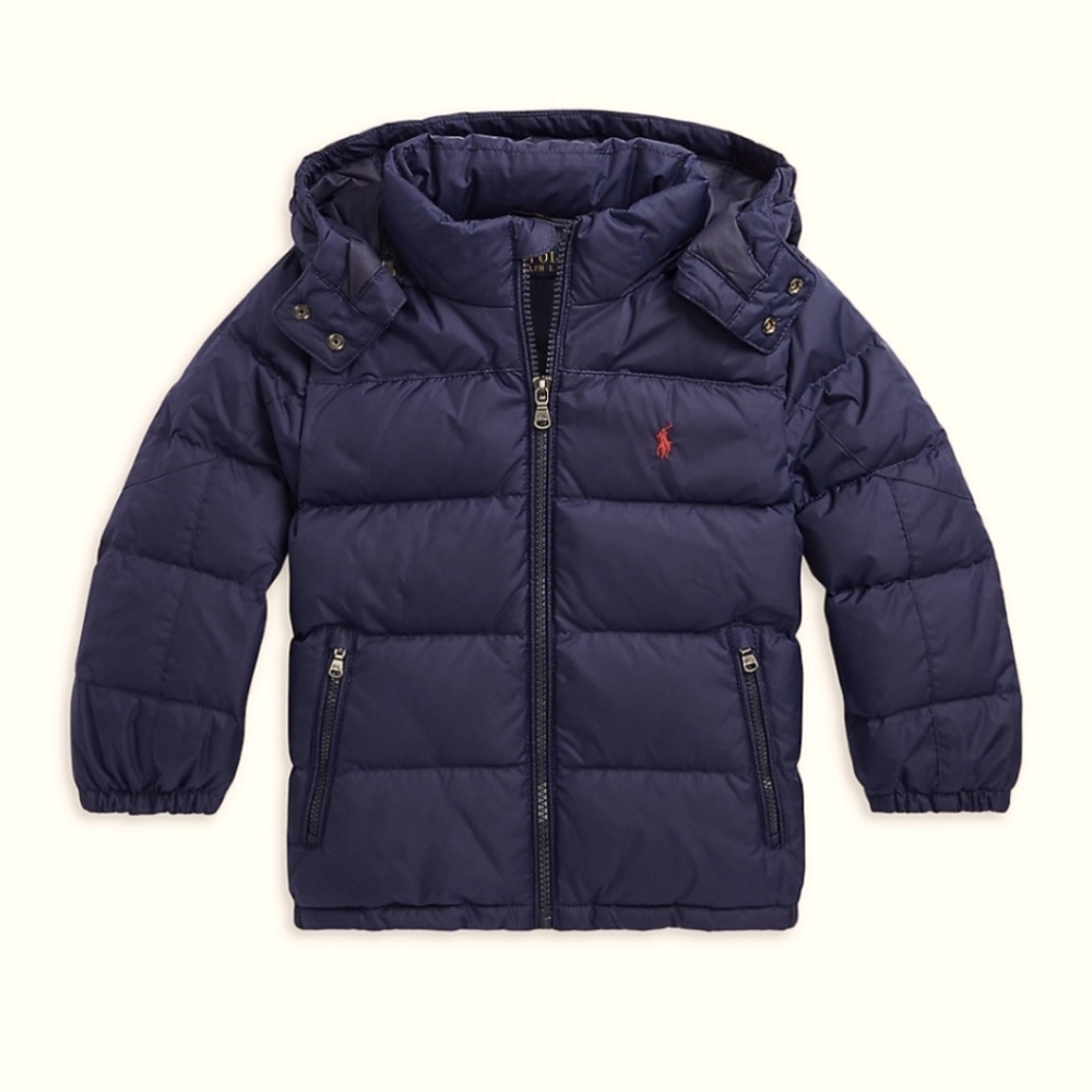 POLO Ralph Lauren Toddler Boys Water-Resistant Down Jacket, Navy Blue, Size 2T